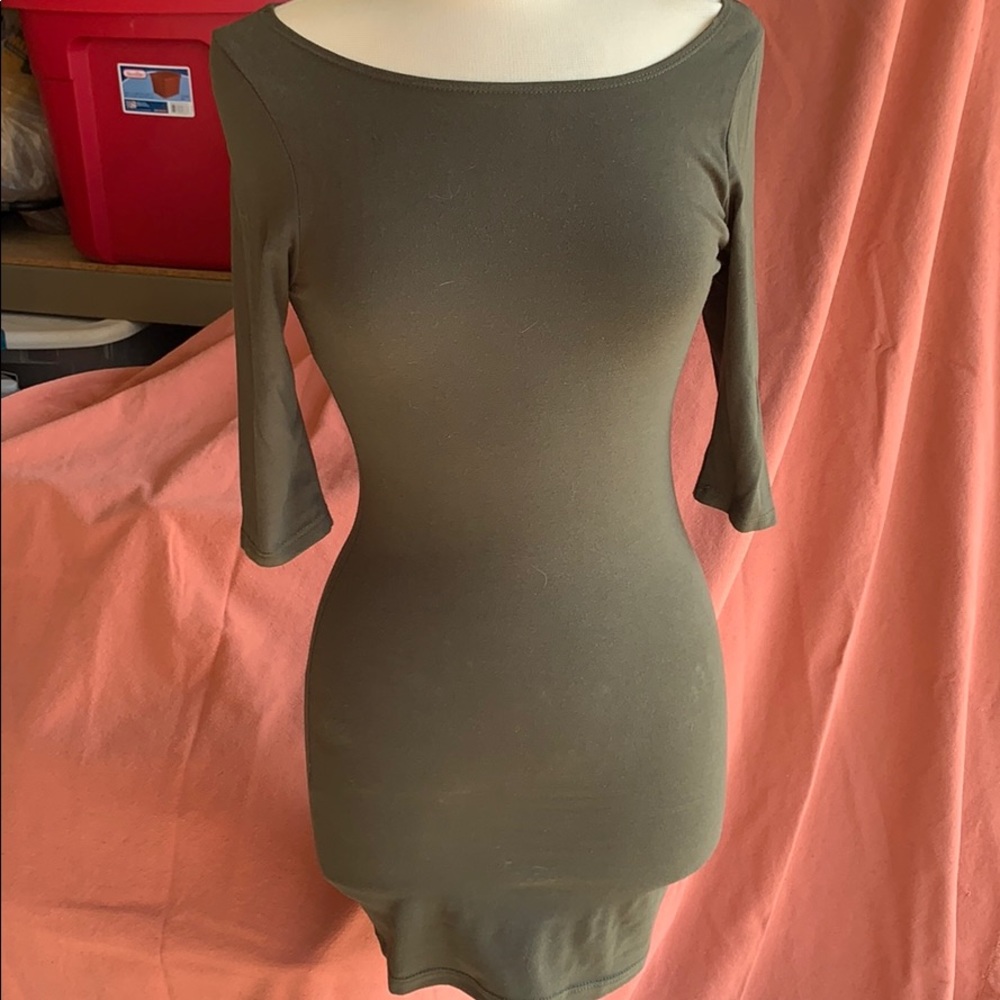 tight dark green dress